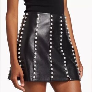 Alice and Olivia Lecia Embellished Faux Leather Mini Skirt size 12